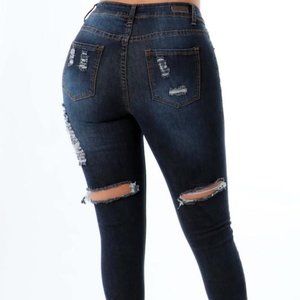 Back Distressed Denim Jeans